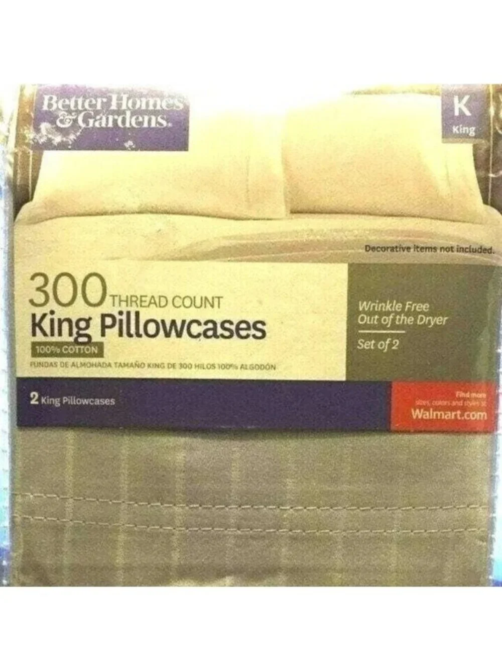 Better Homes & Gardens 300 Thread Count King Pillowcases Platinum Silver Cotton